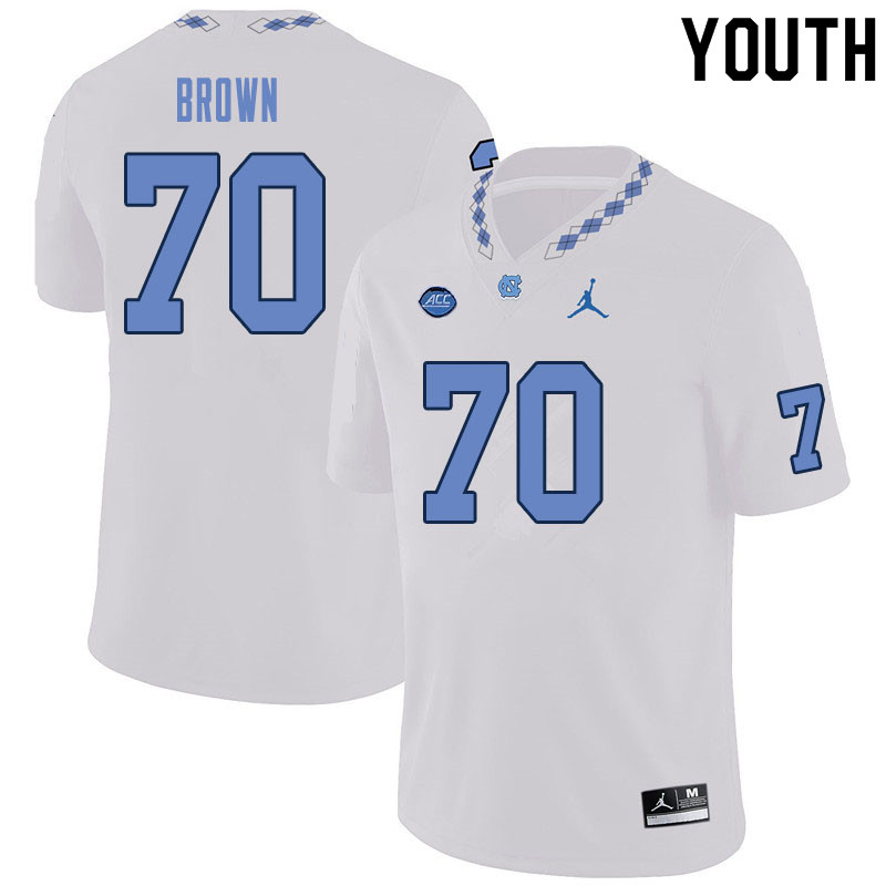 Youth #70 Noland Brown North Carolina Tar Heels College Football Jerseys Sale-White